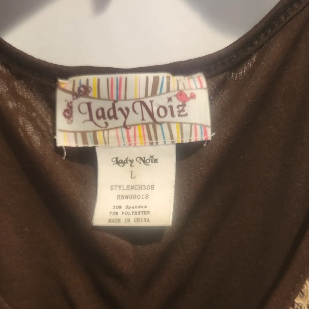 Lady Noiz Brown and Tan Lace Blouse